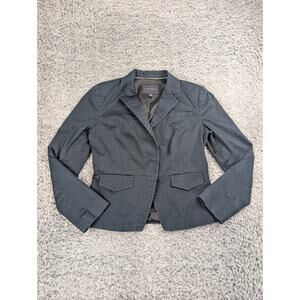 Banana Republic Blazer Women 8 Blue Cotton Career Classiccore Casual Snap Button